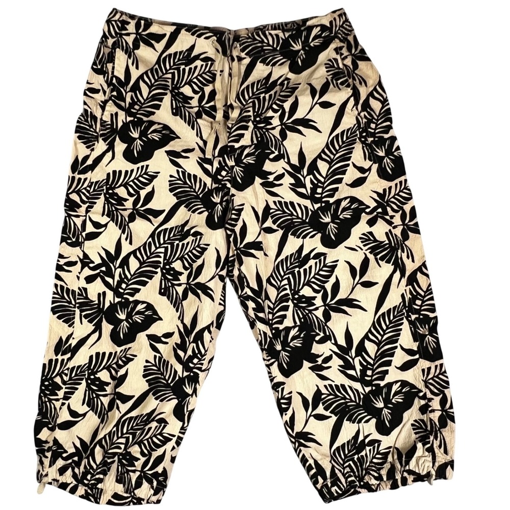 White Stag Womens Capri‎ Pants L 12 14 Tropical Floral Resortwear Vacation beach